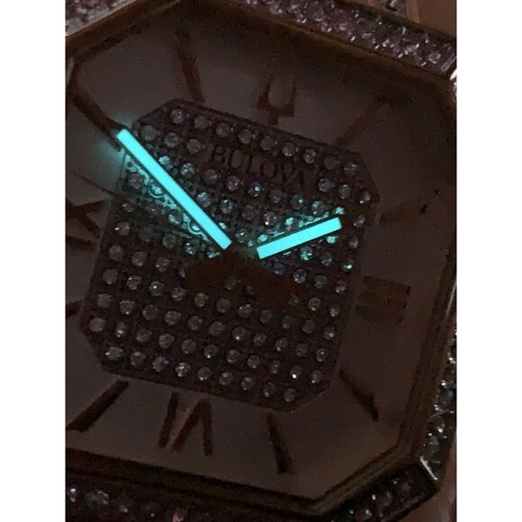 Bulova Men's Watch 98A295 Octava Quartz Crystal Pave Gold Stainless Steel 40mm - Picture 8 of 14